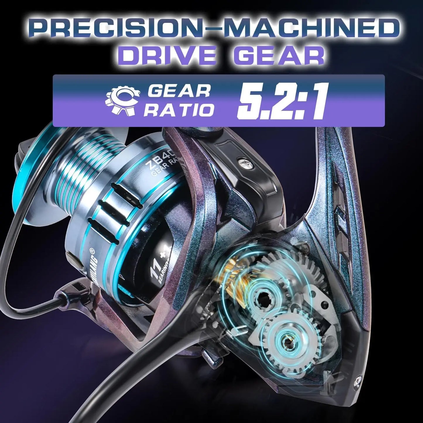 Spinning Rod And Reel Combo Lightweight Carbon Fiber Construction