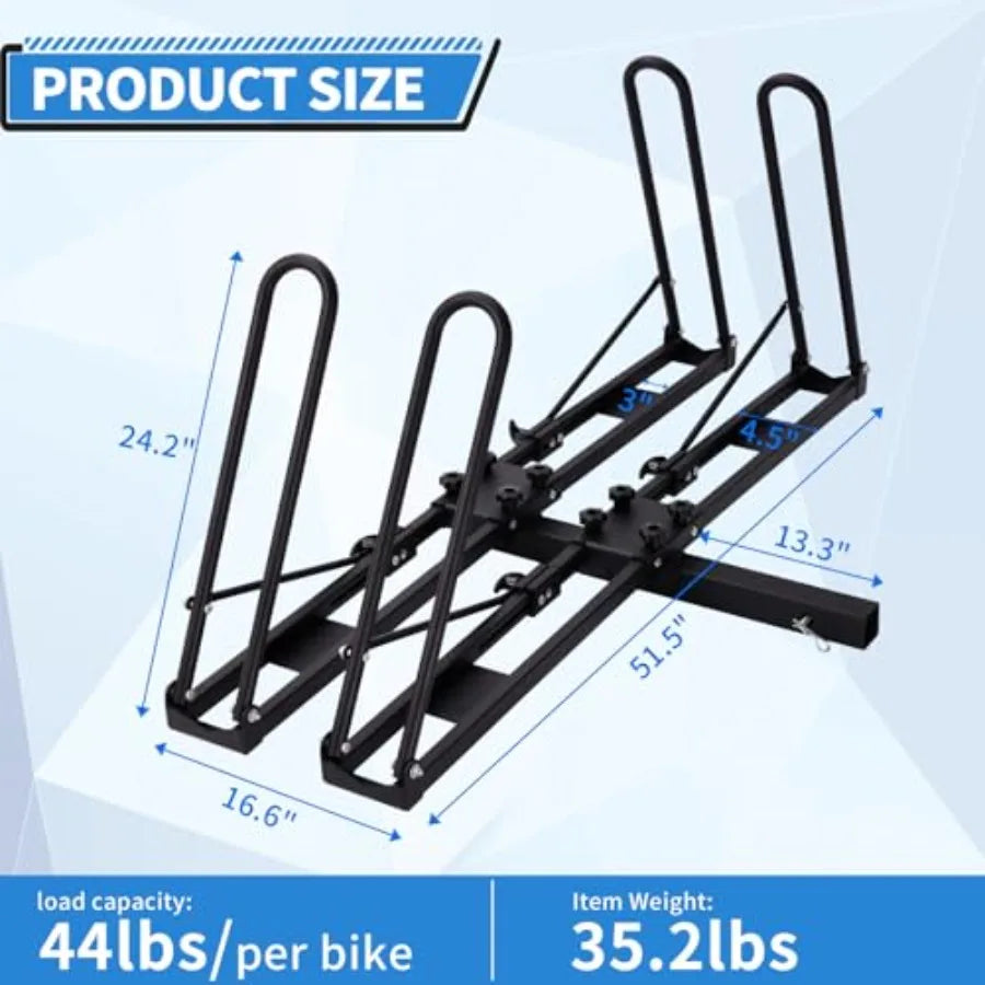 Hitch Mount Bike Rack for 2 Bikes Folding Bicycle Carrier for Car SUV with ToolFree Installation Compatible with 2 Receivers Co