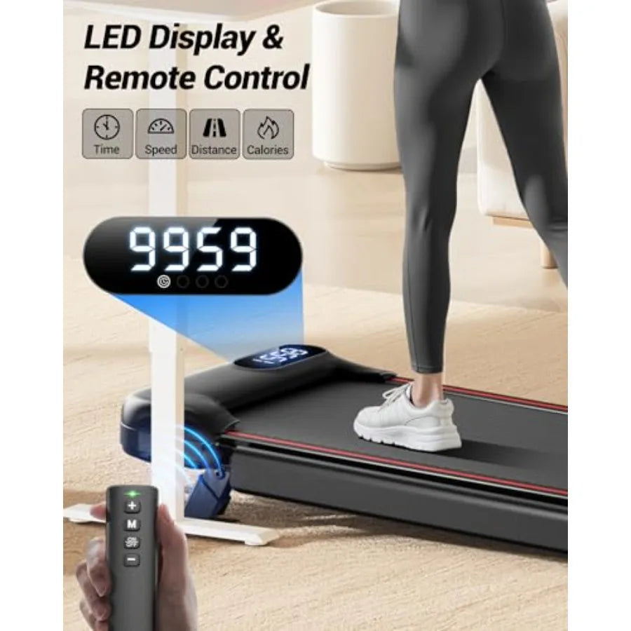 Compact and Quiet Walking Pad Treadmill with Handle Bar for Home Office Use Portable UnderDesk Exercise Machine with 8 Incline