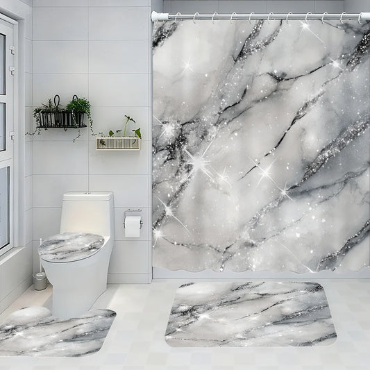 Starlight Bathroom Four-piece Set - Avant-garde Waterproof Shower Curtain, creating a complete bathroom suite