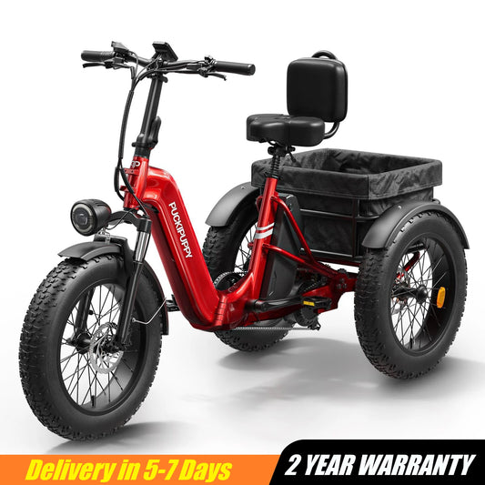 PUCKIPUPPY Husky Electric Trike for Adult 960W Peak Motor 60 Miles Range Tricycle 500 Lbs Load Electric Trike 2-Year Warranty