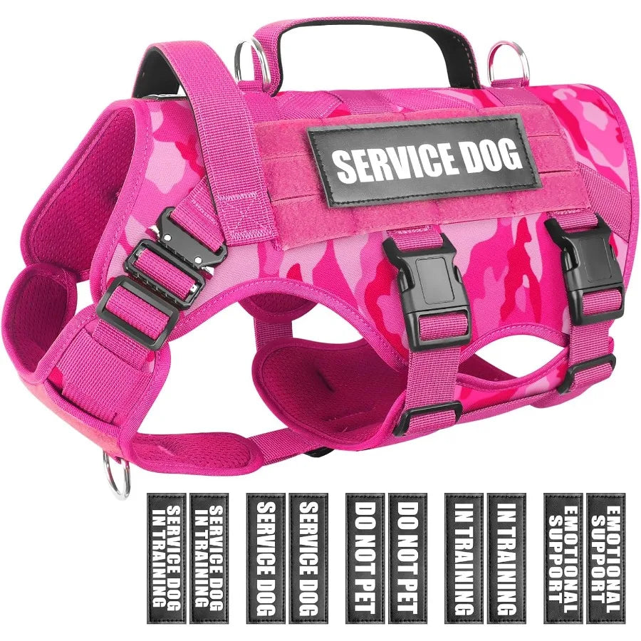 Tactical Working MOLLE Vest for Medium Service Dogs with 10 Pet Patches NoPull Heavy Duty Harness Ideal for Training Walking an