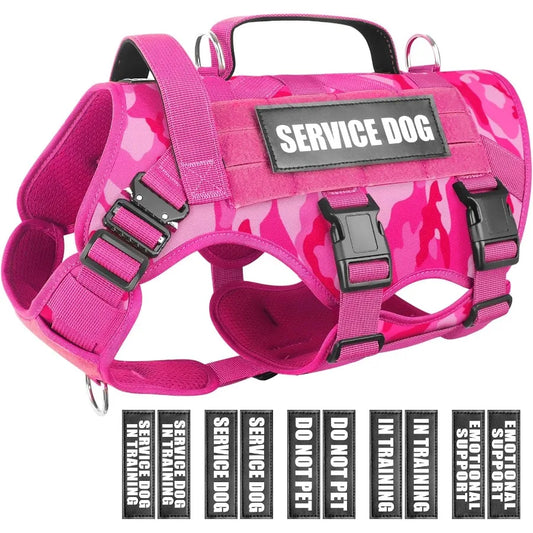 Tactical Working MOLLE Vest for Medium Service Dogs with 10 Pet Patches NoPull Heavy Duty Harness Ideal for Training Walking an