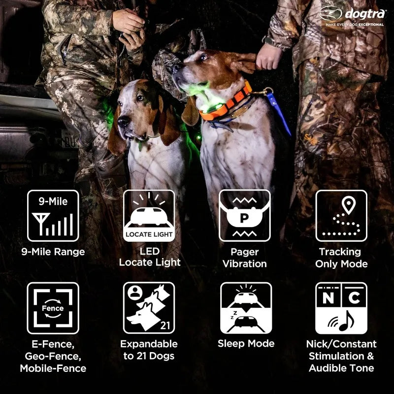 Pathfinder 2 - Hunting Ecollar GPS Dog Training Collar with Remote, 9 Mile Range, Tracking & Containment for Medium