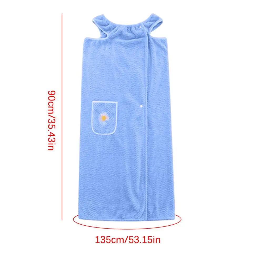 Towel Robe For Women After Shower Shower Absorbent Bath Wrap Body Towel Quick Dry Coral Fleece Bathrobe With Pocket For Home Spa