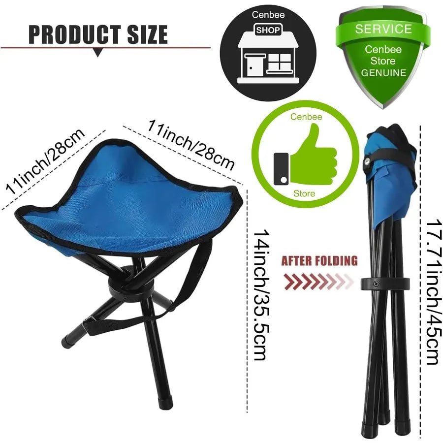 Portable Outdoor Folding Camping Stool for Travel Fishing Hiking Gardening and Beach Use with 14 Height and Up to 300 lbs Weigh