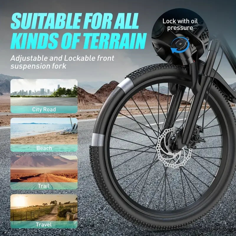 26" 24" Electric Motorcycles E Bike For Adults, 650W Peak Motor Ebike 25Mph 35Miles 10.4AH 13.5AH Electric Mountain Bicycle