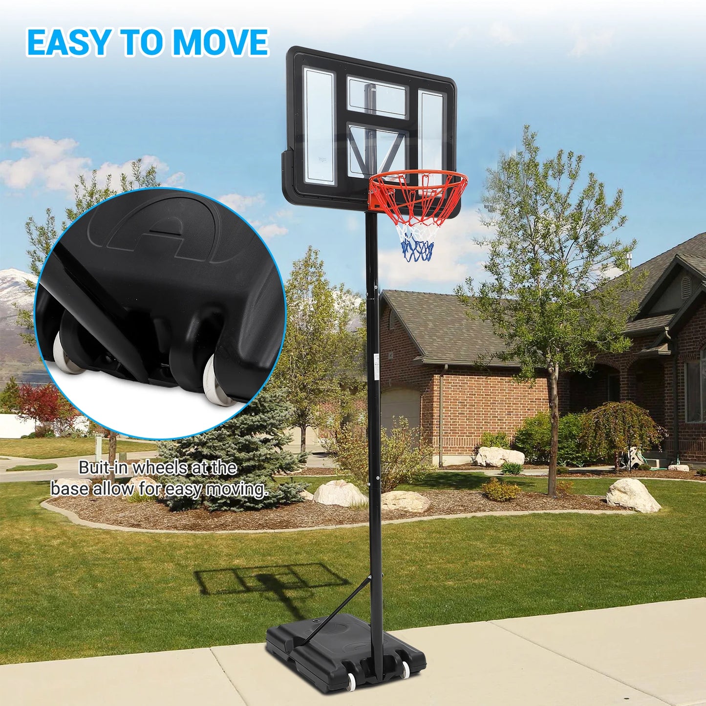 Basketball Hoop Outdoor 5.2ft-10ft Adjustable For Kids Youth Adults Portable Basketball Hoop Goal System in Backyard/Driveway