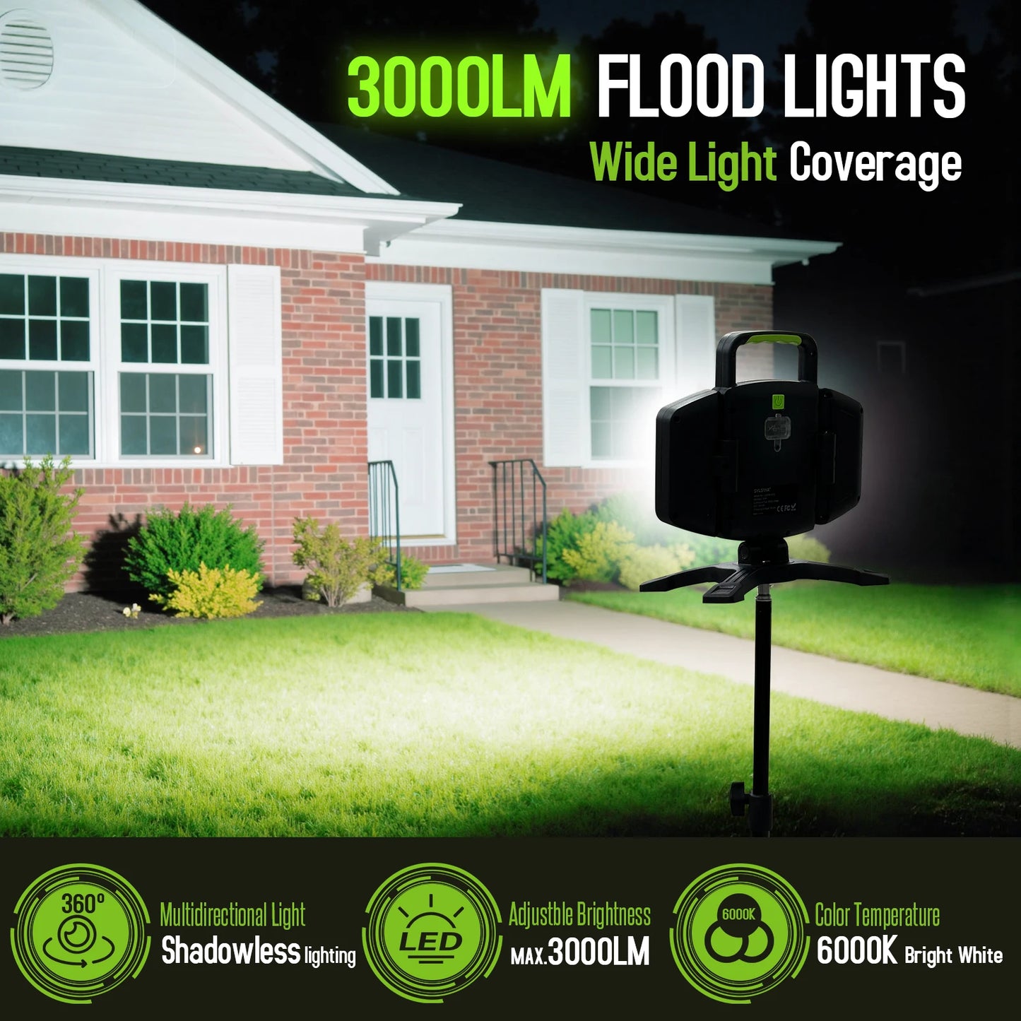 3000 Lumen LED Work Light Rechargeable Magnetic,30W Super Bright with Emergency Charging,Waterproof Foldable for Garage Camping