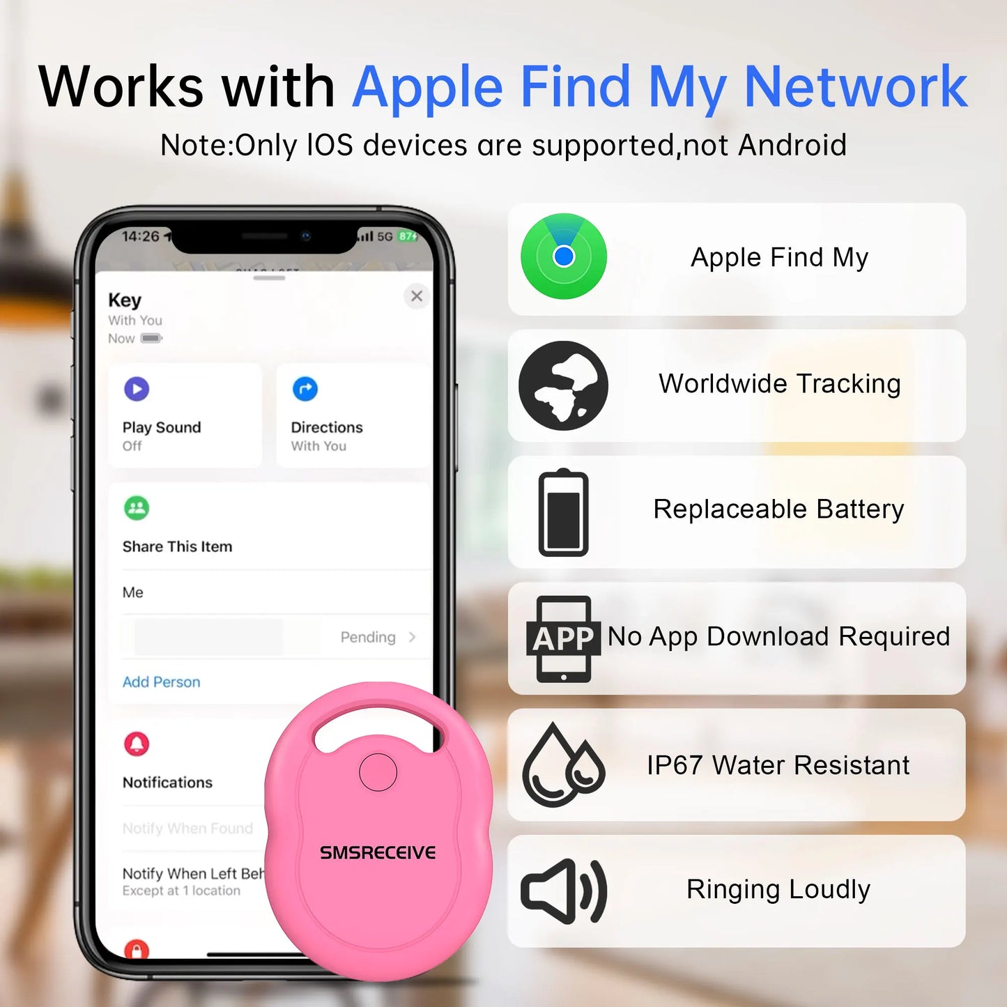 Mini GPS Tracker Smart Find Locator Work with Apple Find My APP Anti-Lost Finder For Bag Key Wallet Tracker Key Finder