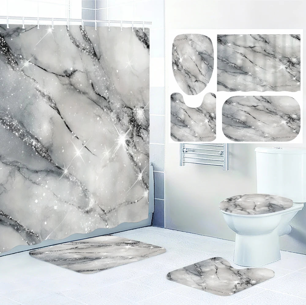 Starlight Bathroom Four-piece Set - Avant-garde Waterproof Shower Curtain, creating a complete bathroom suite