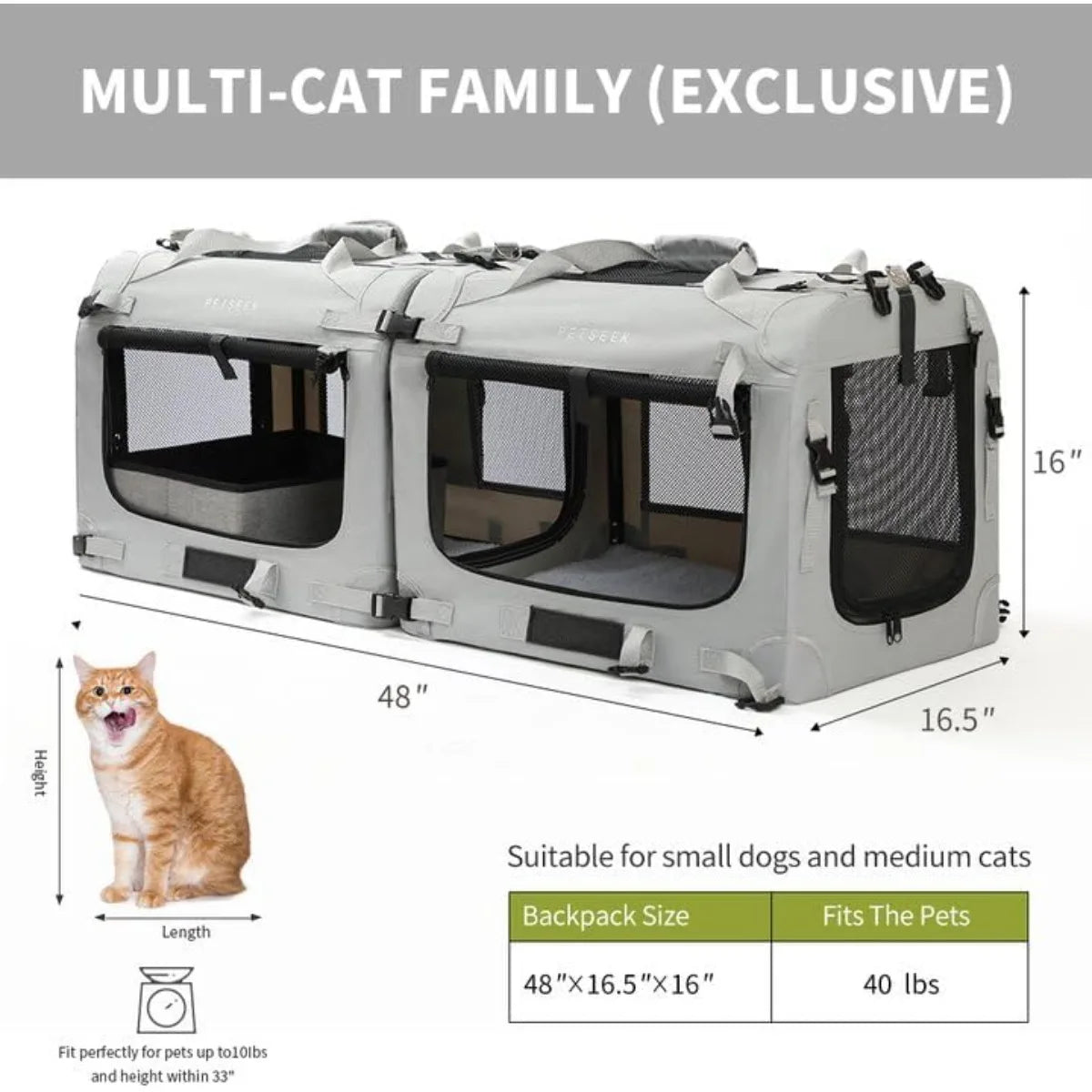 Foldable Pet Carrier for Car Travel, Extra Large with Included Accessories