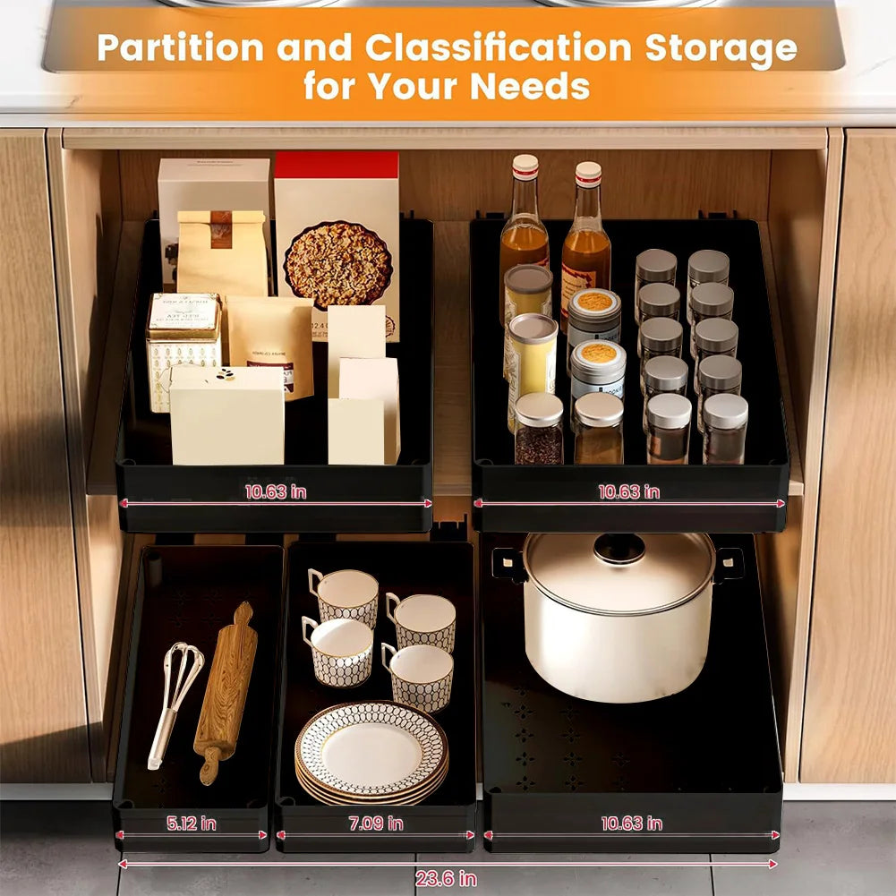 1 3 PCS Pull Out Cabinet Organizer Slide Out Drawers Under Sink Organizer Roll Out Shelves For Home Kitchen Cabinets Pantry