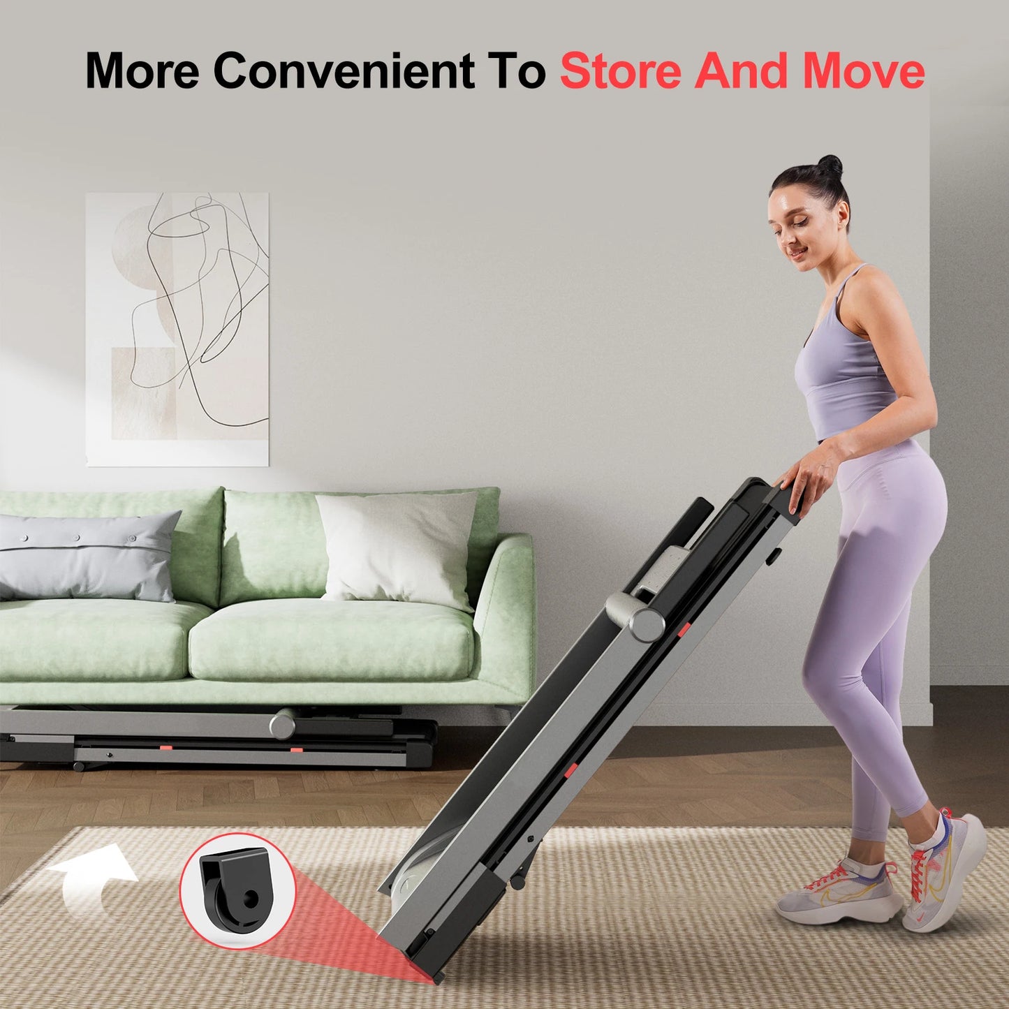 3.5HP Foldable Incline Home Treadmill Walking Pad with Handle Bar Holder 350LBS Capacity Touch Screen Smart App Data Monitoring