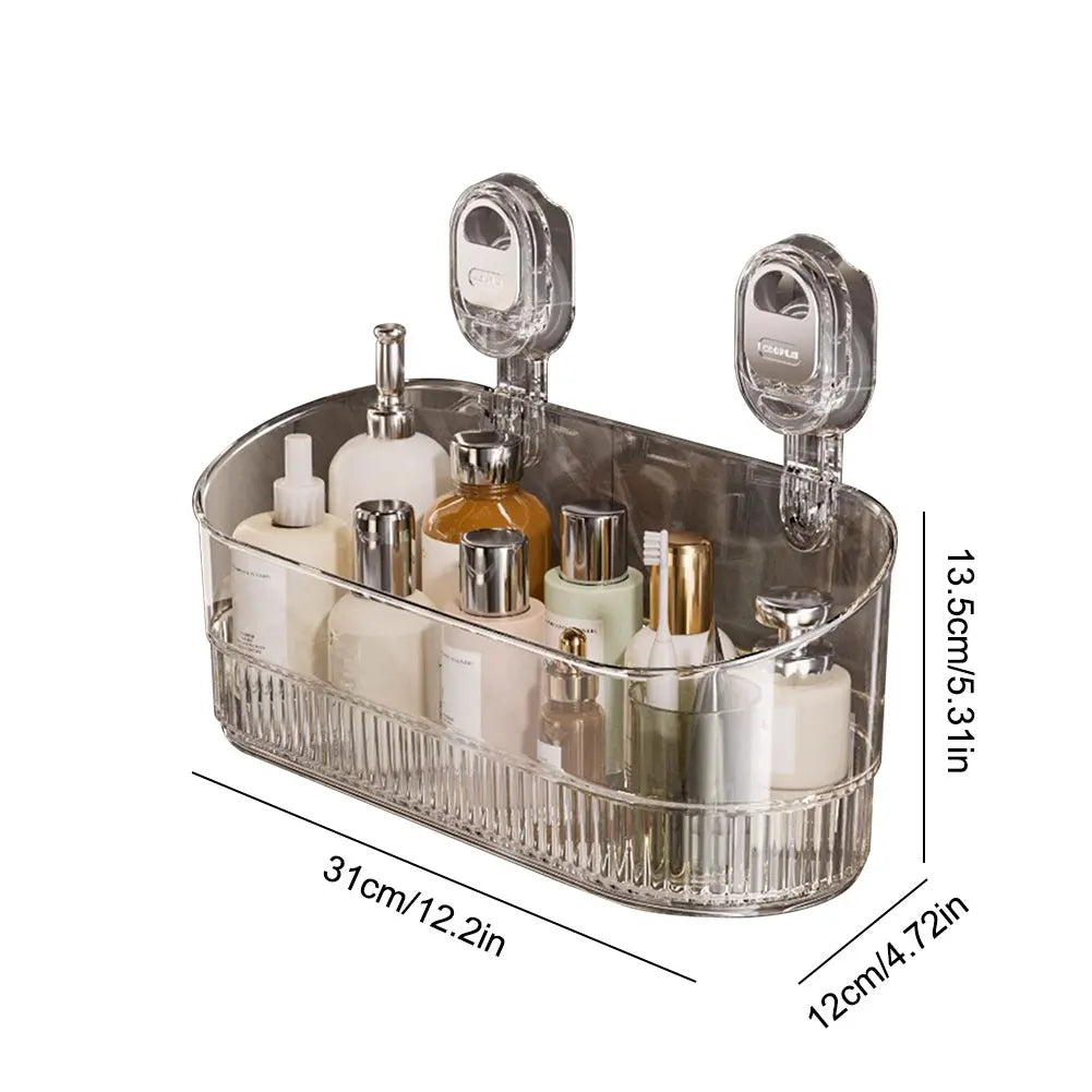 Hanging Shower Shelf Suction Storage Box Large Capacity & Strong Load-Bearing Removable Shower Basket Suction Cup for Bathroom