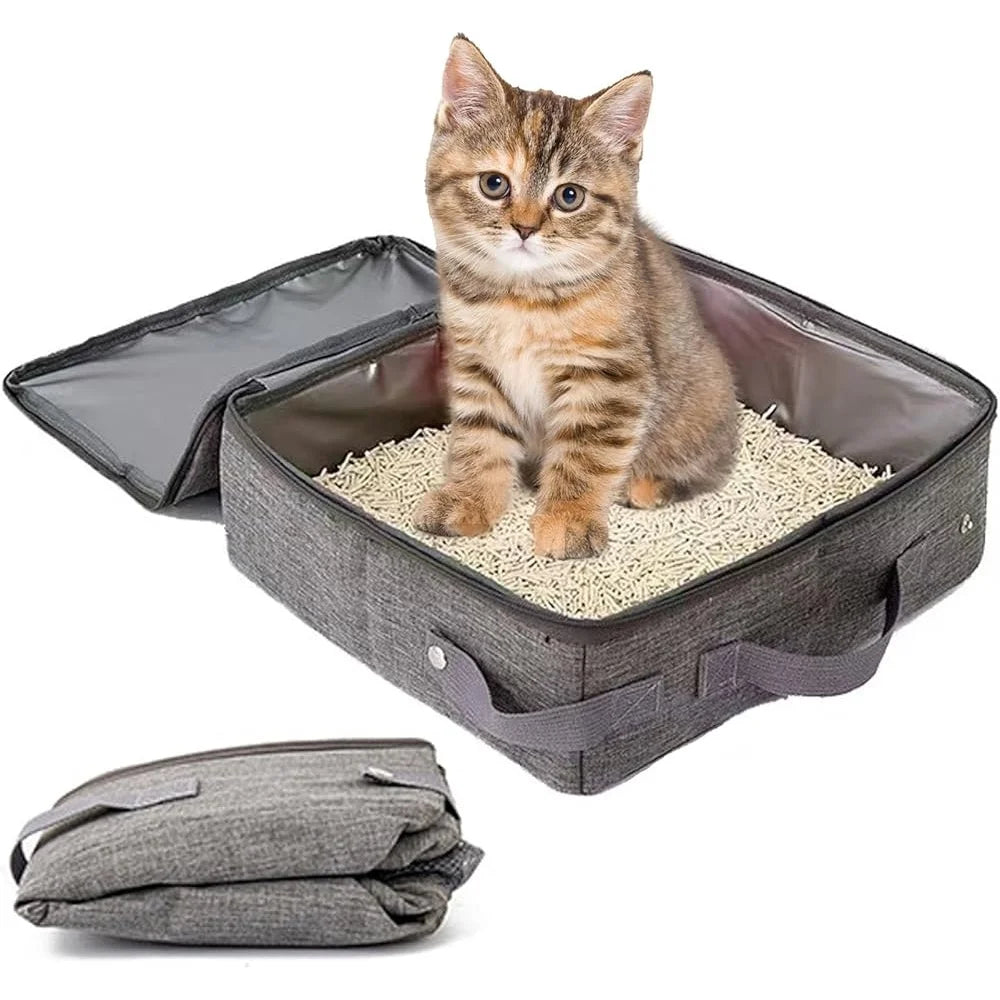 Lightweight Travel Litter Box Cats Foldable Design Easy Storage Leak Proof Portable Kitty Toilet Home Outdoor Use