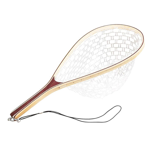 Fishing Net for Trout, Fly Fishing Net with Soft Rubber Mesh, Wooden Handle for Freshwater  Saltwater Fishing, Catch and Release