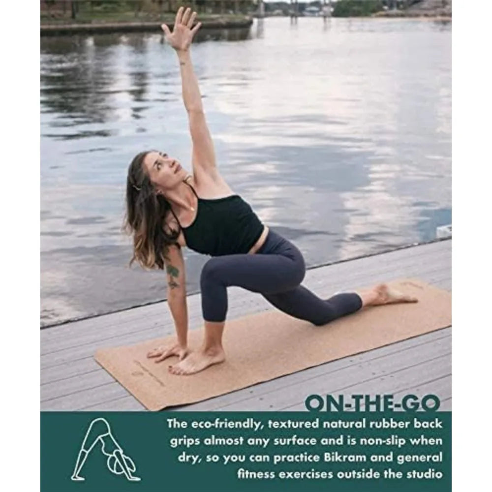 Thick and Durable Cork Yoga Mat for Sweat-Resistant Home Workouts and Exercise Sessions