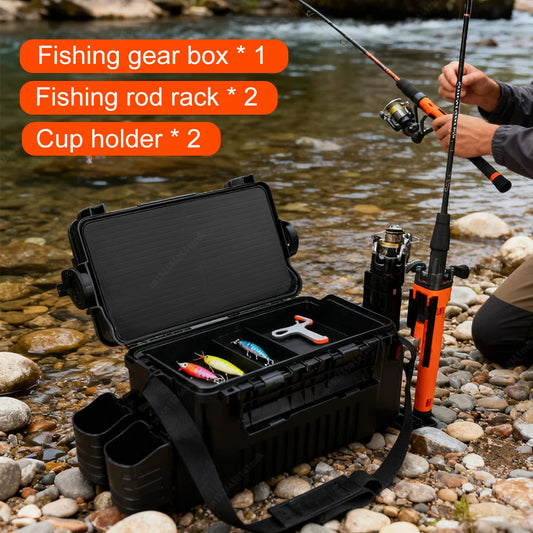 Multifunctional Portable Fishing Box 2 Tier Rod Barrel Holder Fishing Box Pole Accessories 11 L Large Fishing Box Organizer Case
