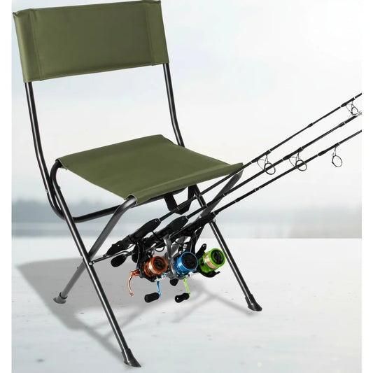 Portable Folding Fishing Chair with Rod Holder, Waterproof Camping Stool for Outdoor Activities (Green Large)