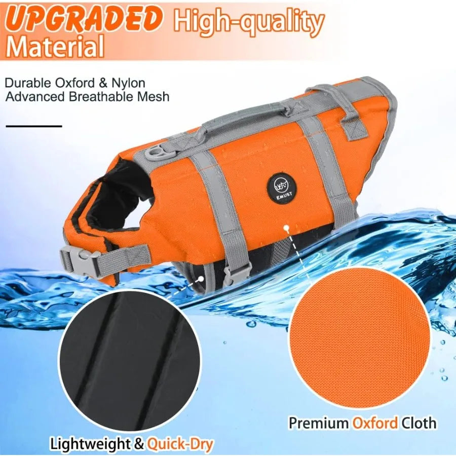 High Buoyancy Dog Life Jacket for Swimming Beach and Boating Activities Durable and Comfortable Flotation Vest in Large Size fo