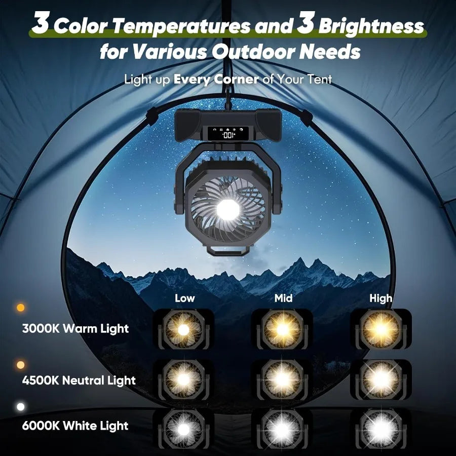 Portable Rechargeable Fan Battery Powered Fan Camping Fans Cordl Fans 10inch