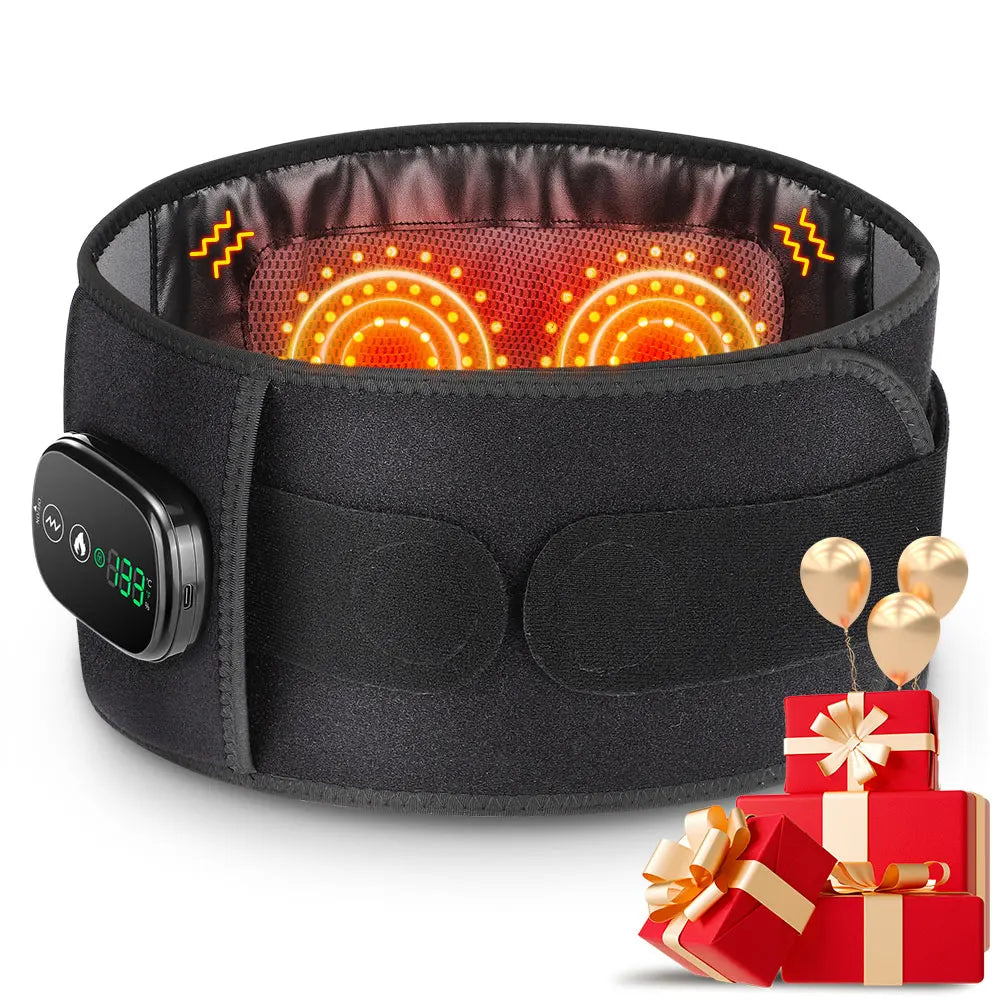 Heating Vibration Massager Belt, Red Light Hot Compress Waist Support Brace Waist Back Massage Lumbar Support Belt