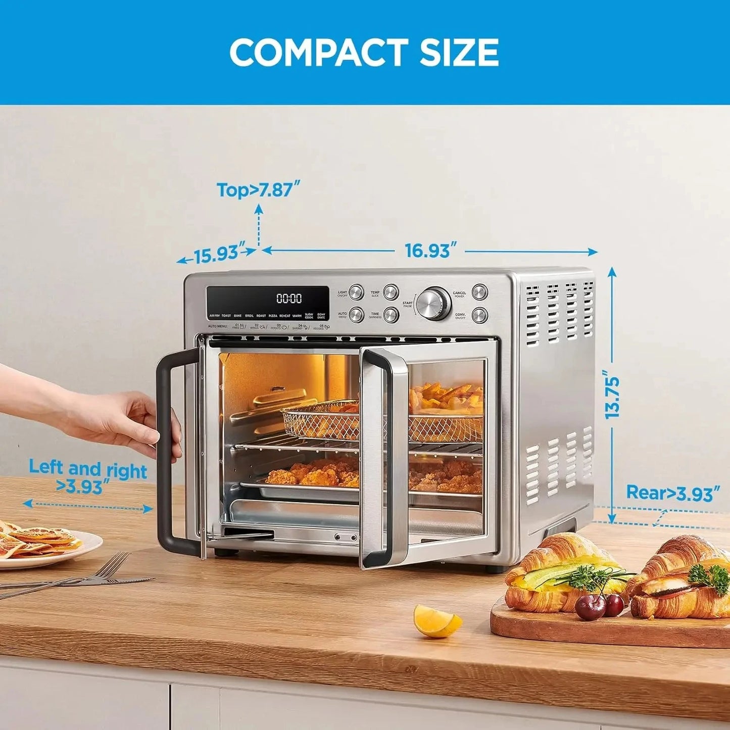 French Door Toaster Oven Air Fryer Stainless Steel