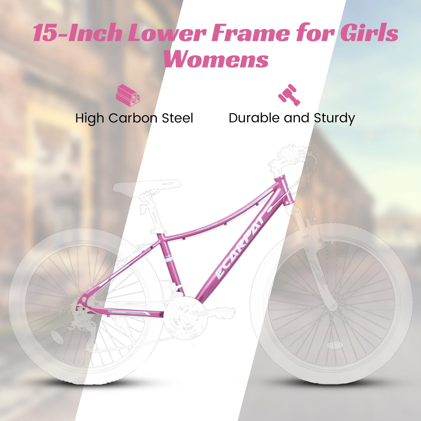 Ecarpat 24/26 Inch Mountain Bike Girls Womens, 21 Speed Mount Bicycles, Female Outdoor Cycling Commuting City Bike Birthday Gift