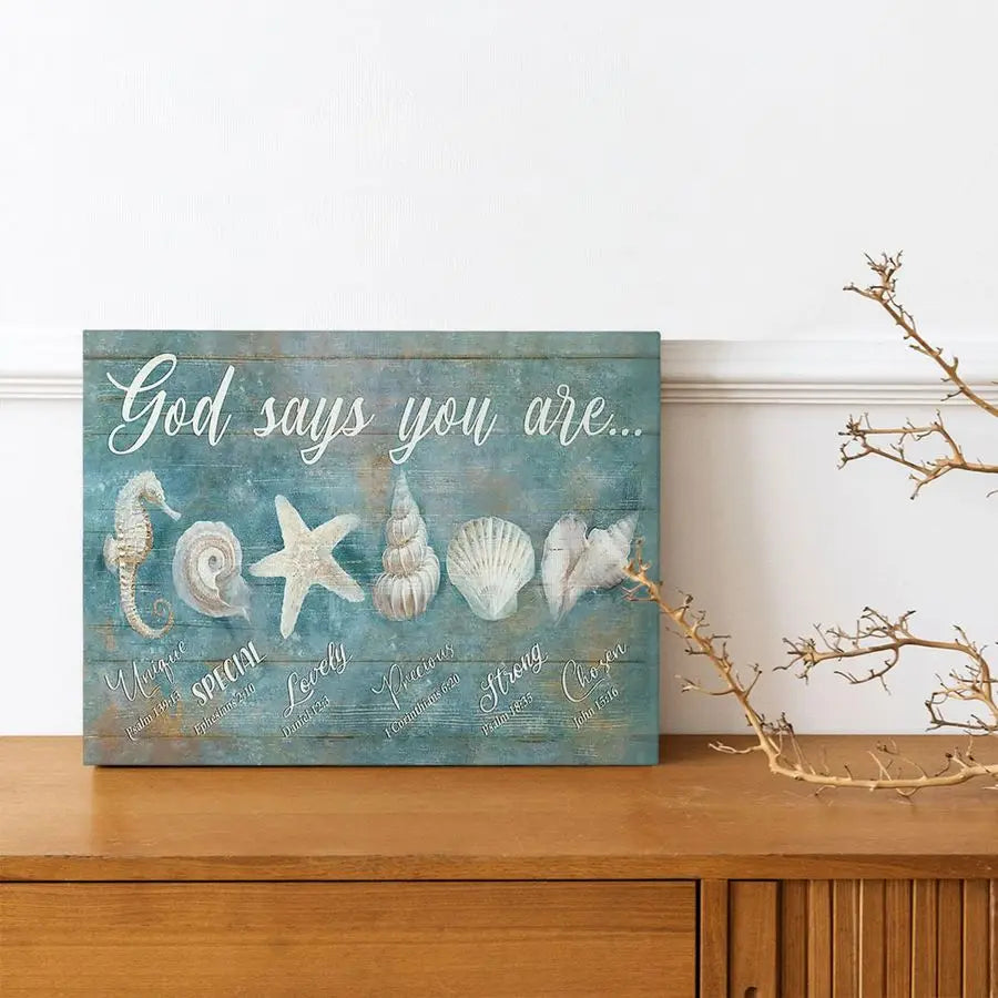 Seashell Decor Ocean Bathroom Wall Art Coastal Beach Nautical Pictures, Seashell Starfish Canvas Prints Paintings Framed Artwork