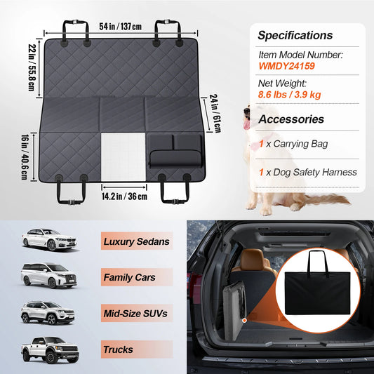 SucceBuy Back Seat Extender for Dogs Dog Hammock for Car Back seat Waterproof Hard Bottom Dog Car Seat Cover for Back Seat