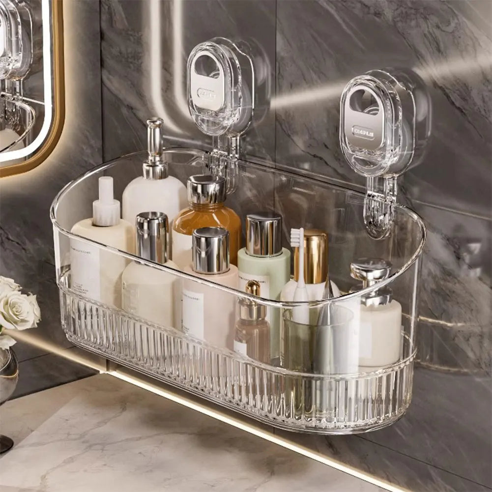 Hanging Shower Shelf Suction Storage Box Large Capacity & Strong Load-Bearing Removable Shower Basket Suction Cup for Bathroom