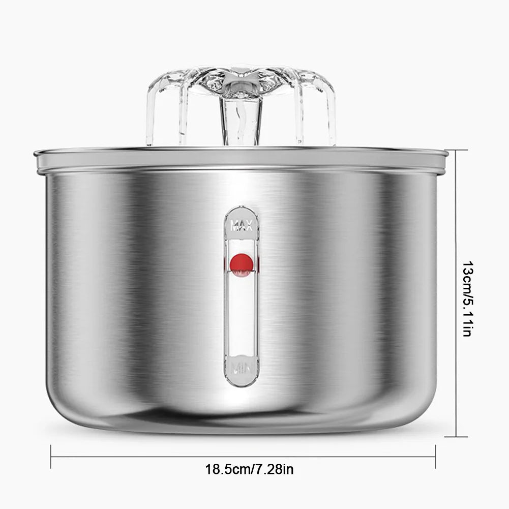 2L Automatic Pet Water Fountain Stainless Steel Auto Filter Pet Drinker Circulation Water Fountain Indoor PetSmart Drinking Bowl