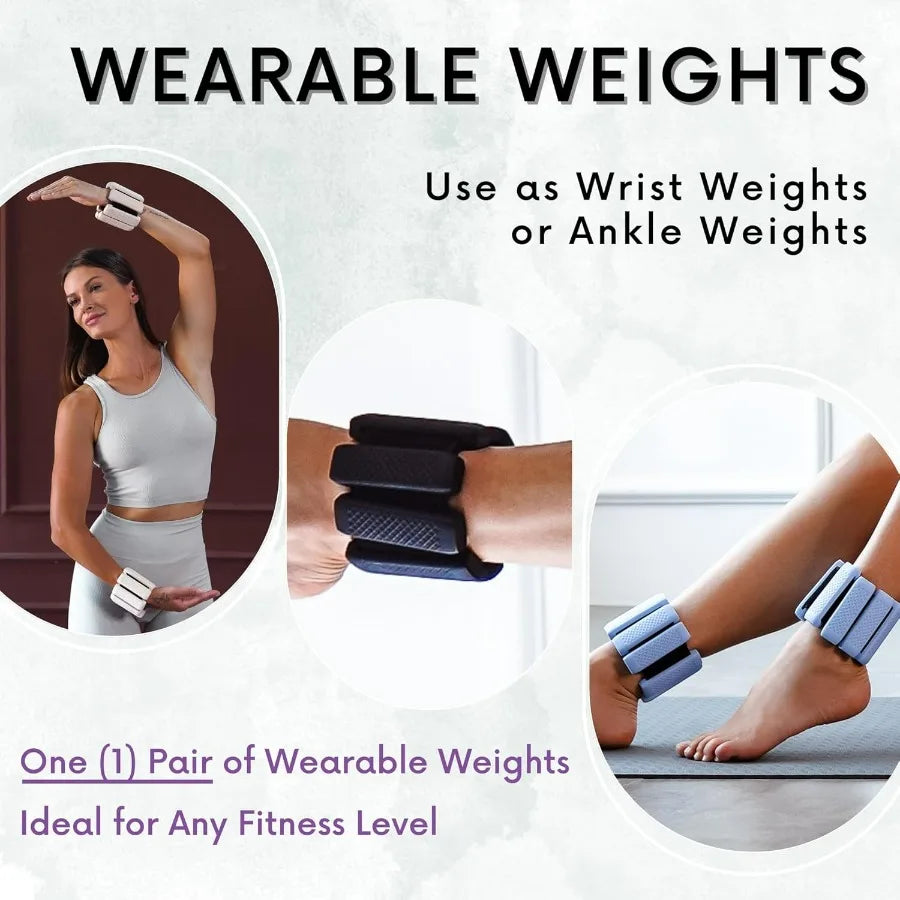 Wrist & Ankle Weights - 1 Pair - Wearable Ankle Weights for Women and Men - Wearable Bracelet for Exercise, Yoga, Walking, Runni