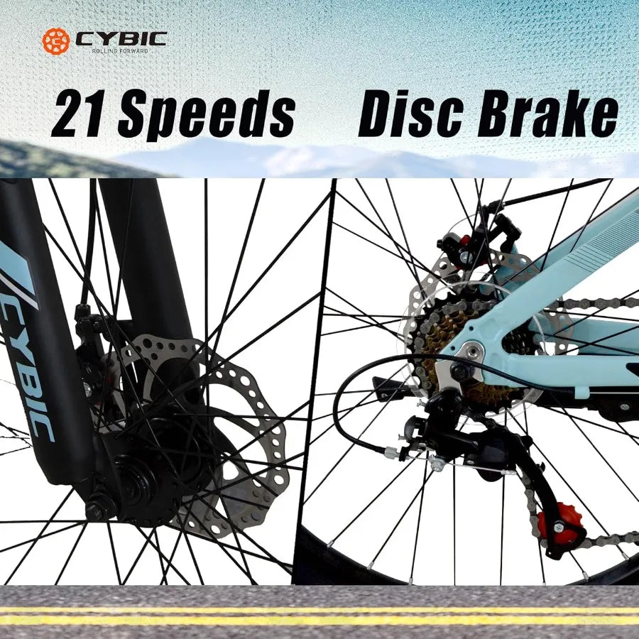 Mountain Bike 24 26in 21Speed Disc Front Suspension Mountain Bike Youth Adult Mens Womens Commuter City Snow Bicycles