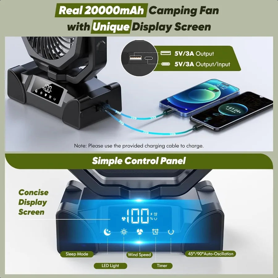 Portable Rechargeable Fan Battery Powered Fan Camping Fans Cordl Fans 10inch