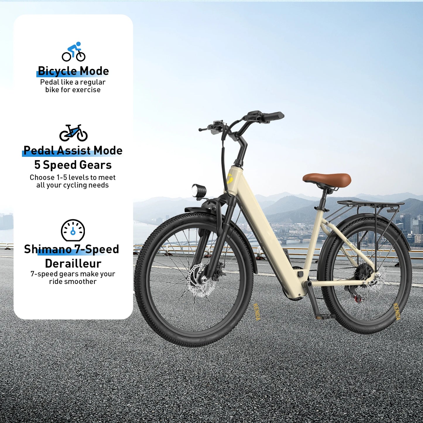 24" Electric Motorcycles Mountain E Bike for Adults, 650W Peak Motor Ebike 25Mph 35Miles 13.5AH Adults Electric Bicycle