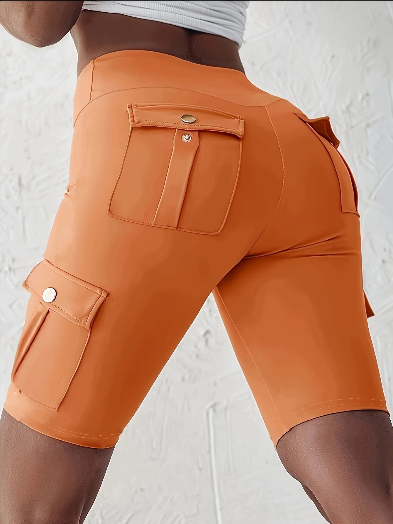 Solid Color Dry Pocket Design Sports Yoga Shorts