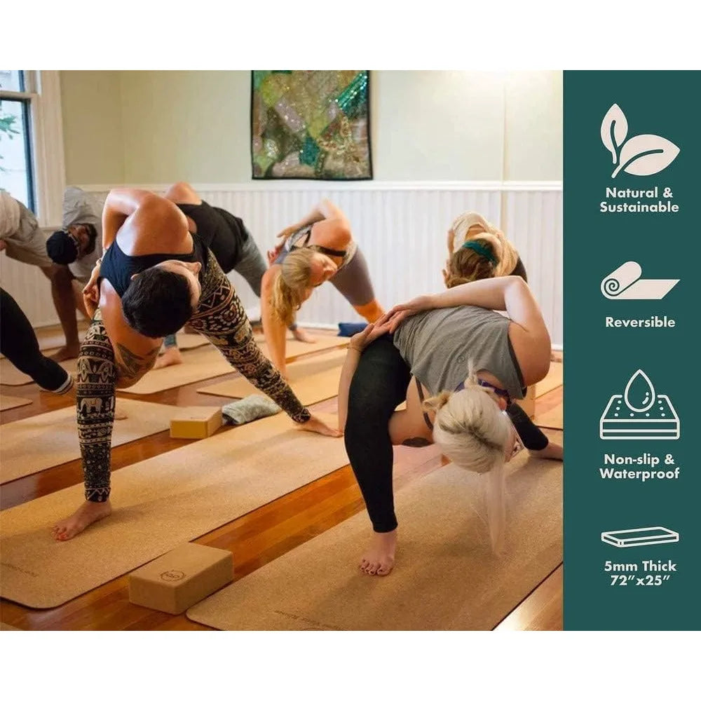 Thick and Durable Cork Yoga Mat for Sweat-Resistant Home Workouts and Exercise Sessions