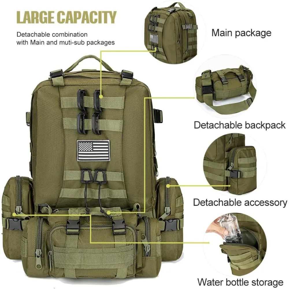 Large Military Tactical Backpack for Men, 40-50L Backpacks for Women, Bug out Bag Army 3 Days Pack Bags Rucksack with Molle Syst