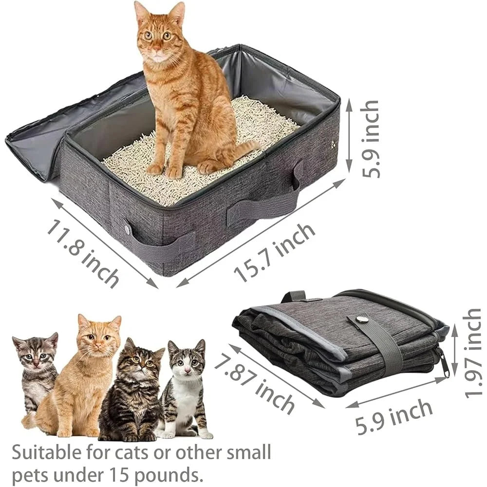 Lightweight Travel Litter Box Cats Foldable Design Easy Storage Leak Proof Portable Kitty Toilet Home Outdoor Use