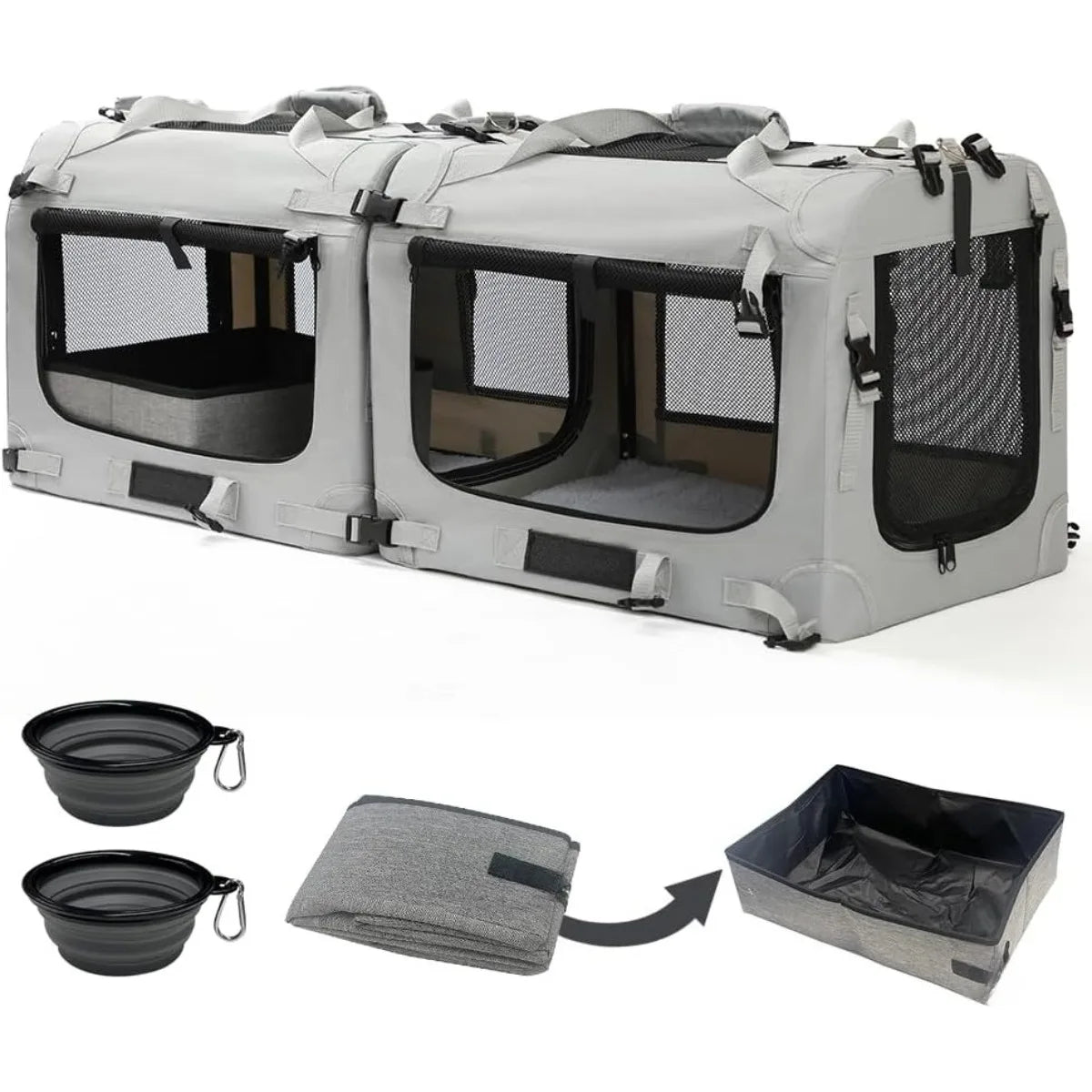 Foldable Pet Carrier for Car Travel, Extra Large with Included Accessories