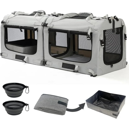 Foldable Pet Carrier for Car Travel, Extra Large with Included Accessories