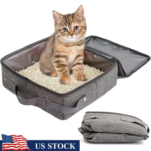 Lightweight Travel Litter Box Cats Foldable Design Easy Storage Leak Proof Portable Kitty Toilet Home Outdoor Use