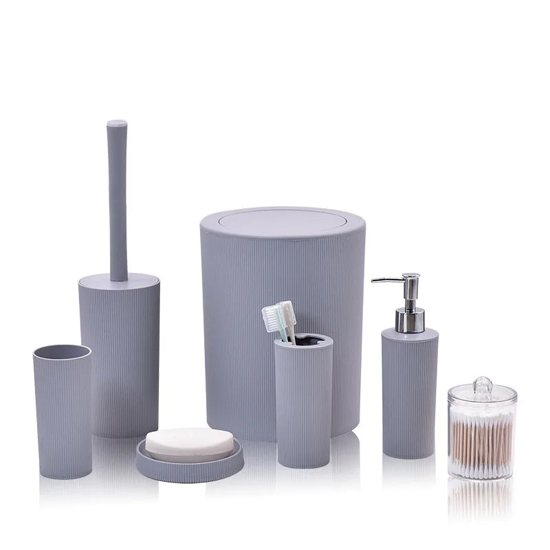 7pcs/set Modern Plastic Bathroom Accessories Set with Soap Dish Toothbrush Holder Dispenser 2026 New