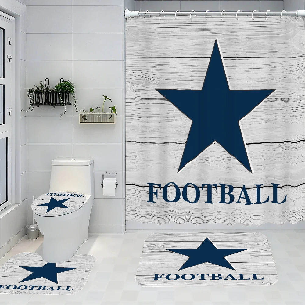 Dallas Cowboys Bathroom Four-piece Set - Avant-garde Waterproof Shower Curtain, creating a complete bathroom kit