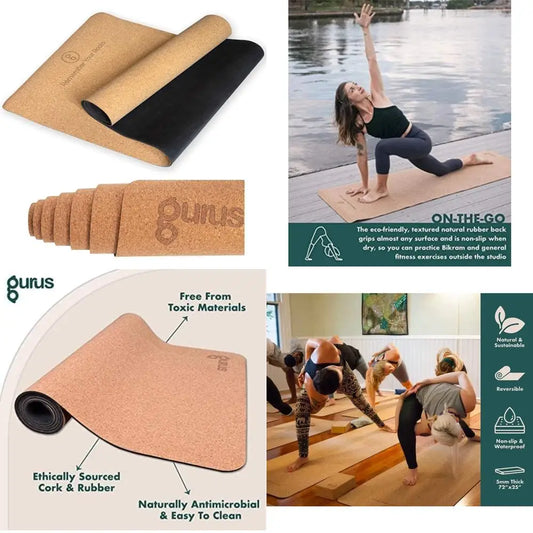Thick and Durable Cork Yoga Mat for Sweat-Resistant Home Workouts and Exercise Sessions