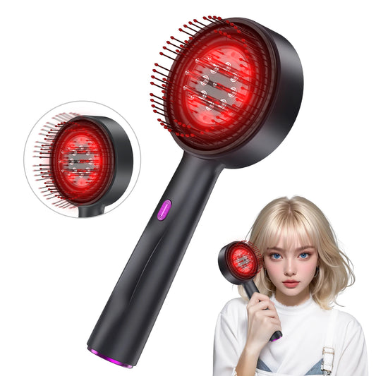 Electric Vibration Massage Comb Red Light Hair Follicle Comb Scalp Oil Liquid Applicator Head Massager Hair Growth Anti Loss