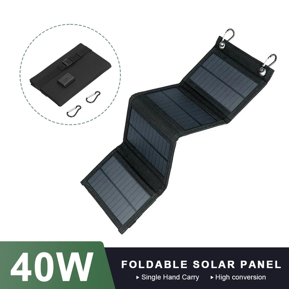 Foldable Solar Panel 40W Portable Solar Panels Charger USB 5V DC Full Time Power Solar Panel Mobile Power Supply