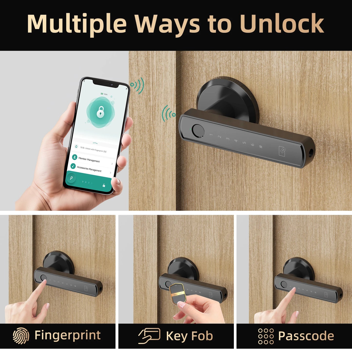 Viladepot Smart Door Lock Aluminium Alloy Biometric Fingerprint